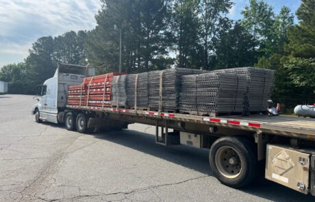 Used teardrop style pallet rack delivery to Charlotte, NC