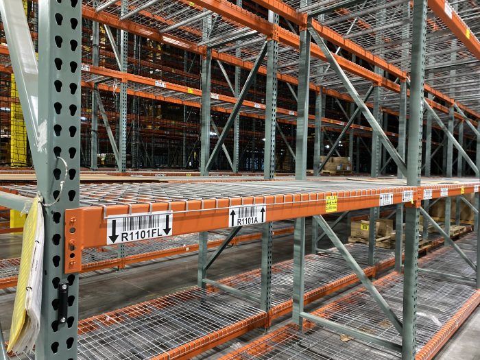 Used teardrop beams 8' long x 4'' face, warehouse pallet racking