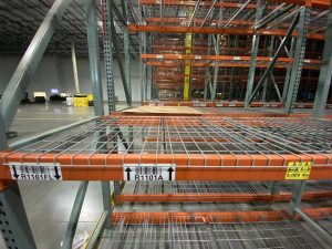 Used 42'' deep x 46'' wide wire decks for warehouse pallet racking.