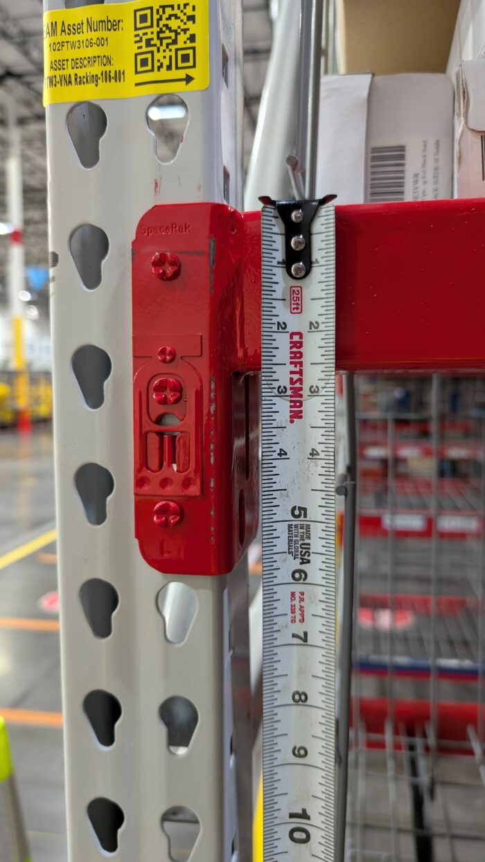 Used teardrop pallet racking, light duty beams