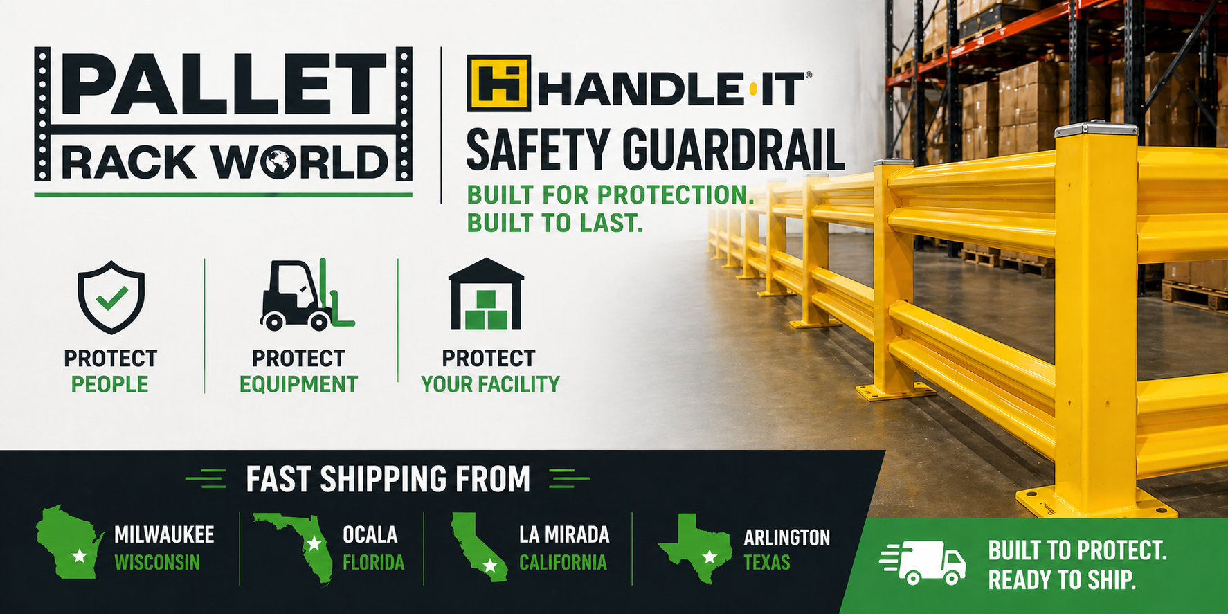 Handle It Protective Wareshoue Safety Guardrail Handle It warehouse safety Guardrail from Pallet Rack World